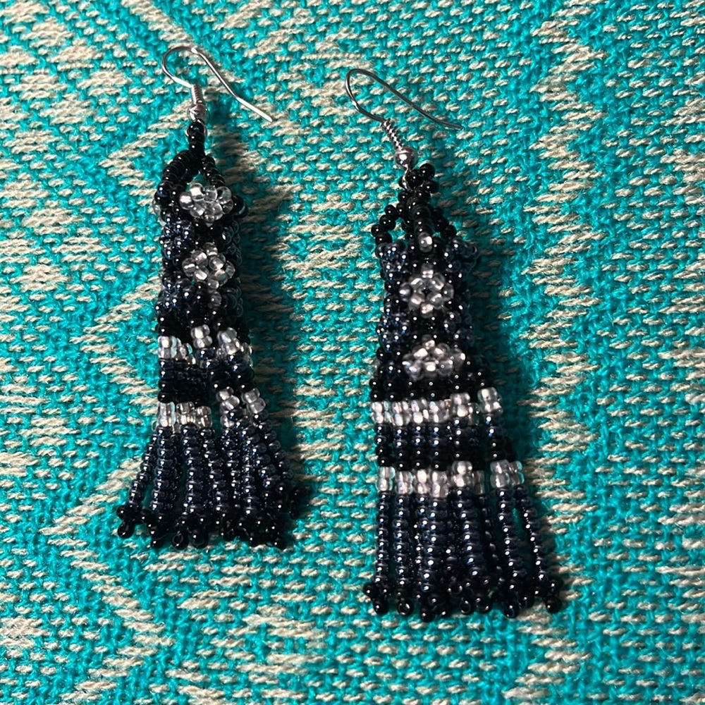 Handmade seed bead earrings from Peru. BRAND NEW- Never worn